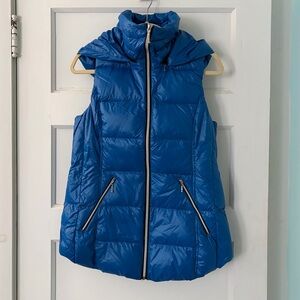 Blue Quilted Puffer Vest with Hood NWT